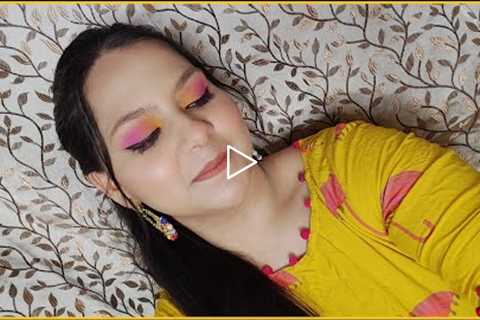 Colorfull Eye Makeup Tutorial With Flawless Base | Simple & Easy | alishaa makeover |